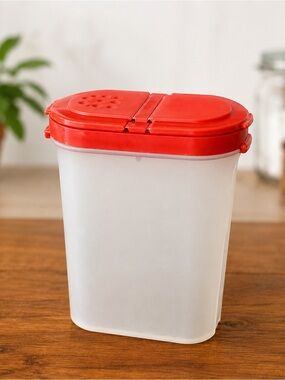 Tupperware Vintage Spice Shaker Dispenser Red Lid Kitchen Storage Container
